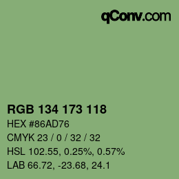 颜色代码: RGB 134 173 118 | qconv.com