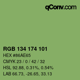 Color code: RGB 134 174 101 | qconv.com