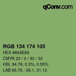 Color code: RGB 134 174 105 | qconv.com