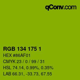 Color code: RGB 134 175 1 | qconv.com