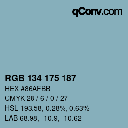颜色代码: RGB 134 175 187 | qconv.com
