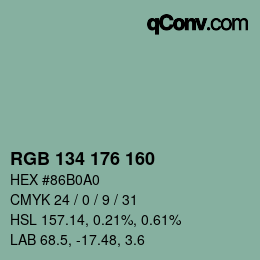 Color code: RGB 134 176 160 | qconv.com