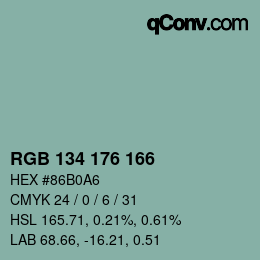 Color code: RGB 134 176 166 | qconv.com