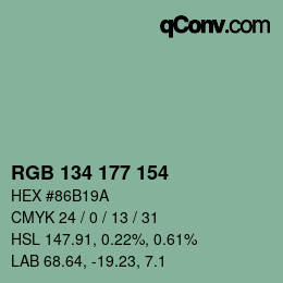 カラーコード: RGB 134 177 154 | qconv.com