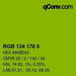 Color code: RGB 134 178 0 | qconv.com