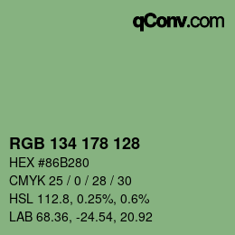 Color code: RGB 134 178 128 | qconv.com