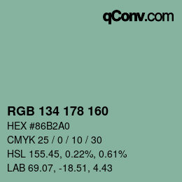 Color code: RGB 134 178 160 | qconv.com