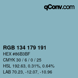 颜色代码: RGB 134 179 191 | qconv.com