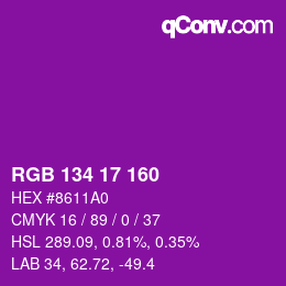 Color code: RGB 134 17 160 | qconv.com