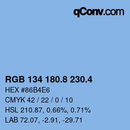 カラーコード: RGB 134 180.8 230.4 | qconv.com