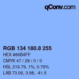 Color code: RGB 134 180.8 255 | qconv.com