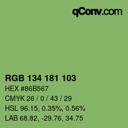 カラーコード: RGB 134 181 103 | qconv.com