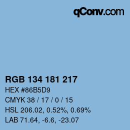 Color code: RGB 134 181 217 | qconv.com