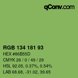 カラーコード: RGB 134 181 93 | qconv.com