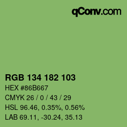 Color code: RGB 134 182 103 | qconv.com