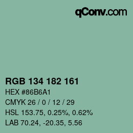 Color code: RGB 134 182 161 | qconv.com