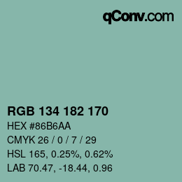 Color code: RGB 134 182 170 | qconv.com