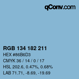 颜色代码: RGB 134 182 211 | qconv.com