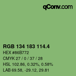 カラーコード: RGB 134 183 114.4 | qconv.com