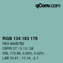 Color code: RGB 134 183 178 | qconv.com