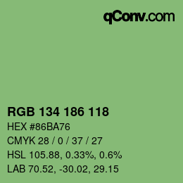 Color code: RGB 134 186 118 | qconv.com