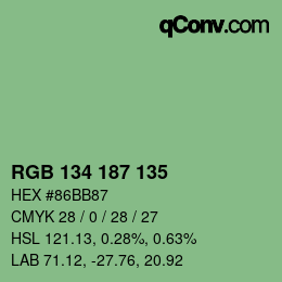Color code: RGB 134 187 135 | qconv.com