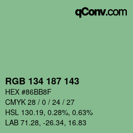 Color code: RGB 134 187 143 | qconv.com