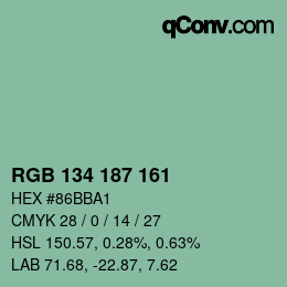 Color code: RGB 134 187 161 | qconv.com