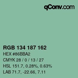 Color code: RGB 134 187 162 | qconv.com