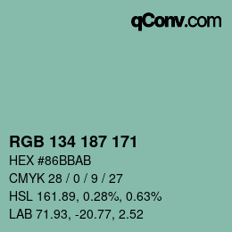 Color code: RGB 134 187 171 | qconv.com