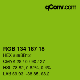 Color code: RGB 134 187 18 | qconv.com