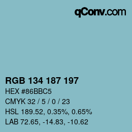 Color code: RGB 134 187 197 | qconv.com