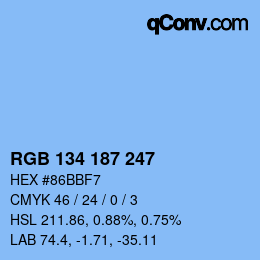 Color code: RGB 134 187 247 | qconv.com