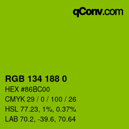 Farbcode: RGB 134 188 0 | qconv.com