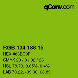 Color code: RGB 134 188 15 | qconv.com