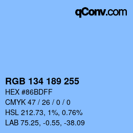 Color code: RGB 134 189 255 | qconv.com