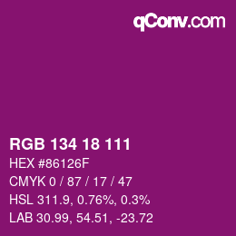 カラーコード: RGB 134 18 111 | qconv.com