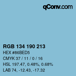 Color code: RGB 134 190 213 | qconv.com