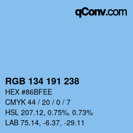 Color code: RGB 134 191 238 | qconv.com