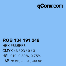 Color code: RGB 134 191 248 | qconv.com