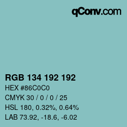 Color code: RGB 134 192 192 | qconv.com