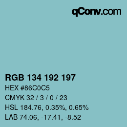 Color code: RGB 134 192 197 | qconv.com