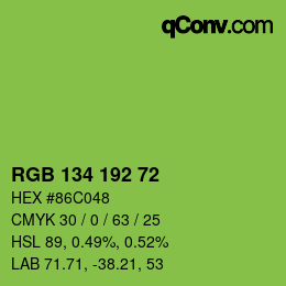 Color code: RGB 134 192 72 | qconv.com