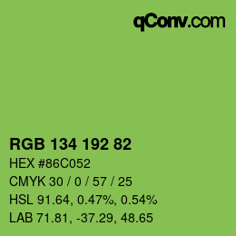 Color code: RGB 134 192 82 | qconv.com