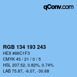 Color code: RGB 134 193 243 | qconv.com