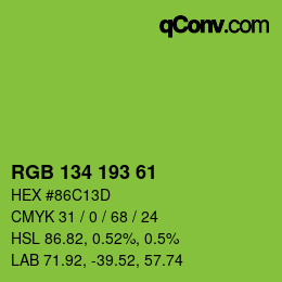 Color code: RGB 134 193 61 | qconv.com