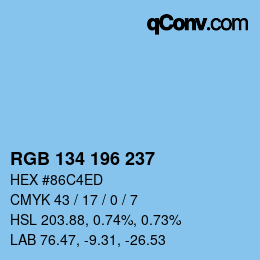 Color code: RGB 134 196 237 | qconv.com