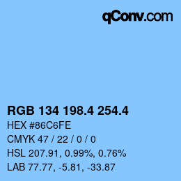 カラーコード: RGB 134 198.4 254.4 | qconv.com