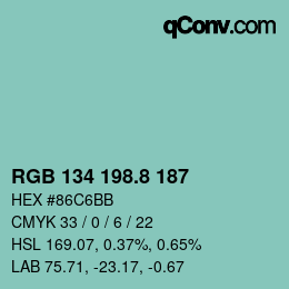 Color code: RGB 134 198.8 187 | qconv.com