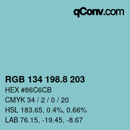 Color code: RGB 134 198.8 203 | qconv.com